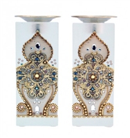 Golden Crystal Shabbat Candlesticks by Ester Shahaf