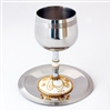 Gold & White Stainless Steel Kiddush Cup by Ester Shahaf