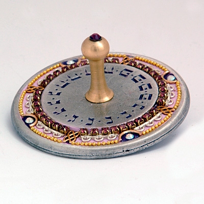 Purple Round Pweter Dreidel by Ester Shahaf