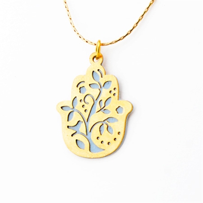 Grey Tree Hamsa Necklace by Ester Shahaf