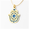 Blue "Israel" Hamsa Necklace by Ester Shahaf