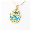 Bluish Oriental Hamsa Necklace by Ester Shahaf