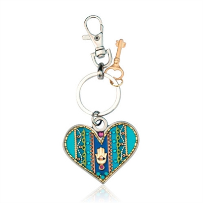 Turquoise Heart Keyring by Ester Shahaf