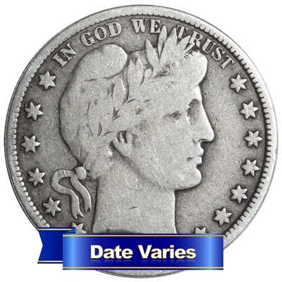 Average Circulated Barber Half Dollar - Date Varies