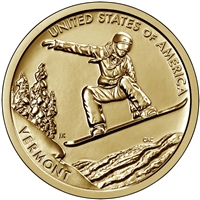 2022 American Innovation Vermont - Snowboarding - $1 Coin - P and D 2 Coin Set