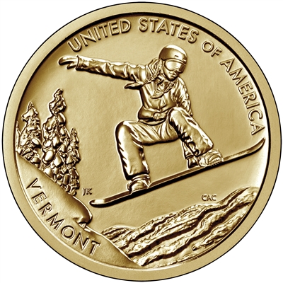 2022 American Innovation Vermont - Snowboarding - $1 Coin - P and D 2 Coin Set