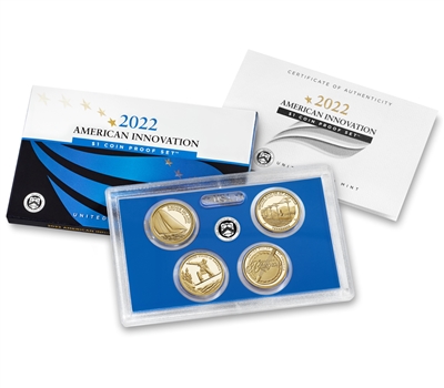 2022 S 4 Coin American Innovation Proof $1 Coins - in OGP with CoA