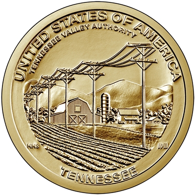 2022 D American Innovation Tennessee - Tennessee Valley Authority - $1 Coin - Roll of 25 Dollar Coins