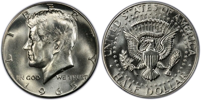 1965 P Silver Kennedy Half Dollar Uncirculated Single Coin