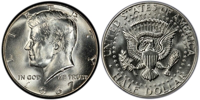 1967 P Silver Kennedy Half Dollar Uncirculated Single Coin