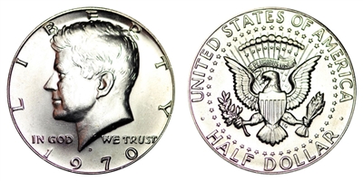 1970 D Silver Kennedy Half Dollar Uncirculated Single Coin