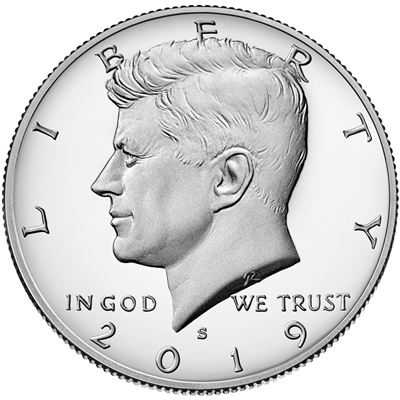 2019 S 99.9% Silver Proof Kennedy Half Dollar Single Coin