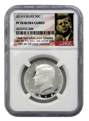 2016 - S NGC PF70 Silver Proof Kennedy Half Dollar Portrait Label