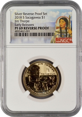 2018 NGC PF69 Reverse Proof Sacagawea Dollar Portrait Label