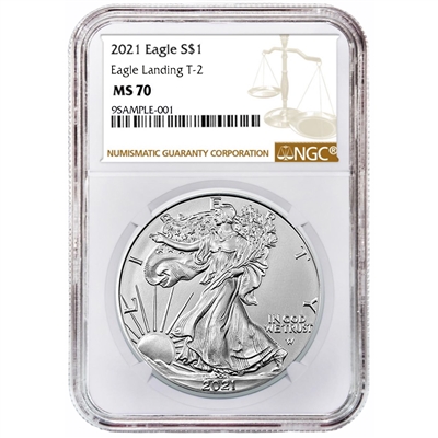 2021 NGC MS 70 Silver Eagle Type 2 Reverse - Brown Label