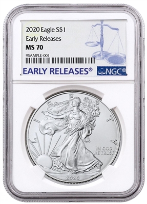 2020 NGC MS 70 Silver Eagle Early Release Blue Label