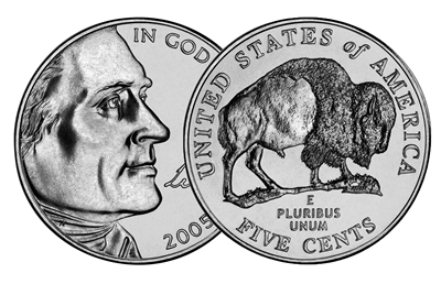 2005 -P Jefferson Nickel Roll "American Bison" Design