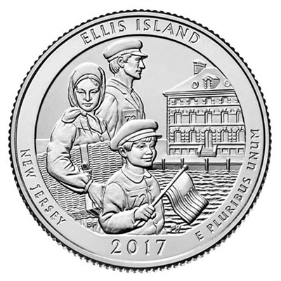 2017 - P Ellis Island National Monument, NJ National Park Quarter 40 Coin Roll