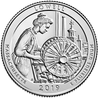 2019 - D Lowell National Historical Park, MA National Park Quarter 40 Coin Roll