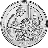 2019 - P Lowell National Historical Park, MA National Park Quarter 40 Coin Roll