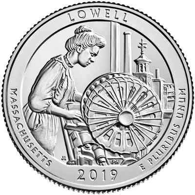 2019 - P Lowell National Historical Park, MA National Park Quarter Single Coin