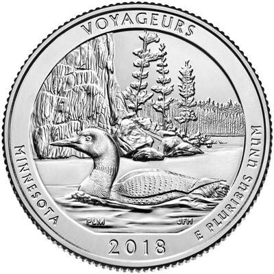 2018 - P Voyageurs National Park, MN National Park Quarter 40 Coin Roll