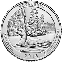 2018 - P Voyageurs National Park, MN National Park Quarter Single Coin