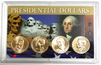 2013 - D Set of 4 Uncirculated Presidential Dollars in Full Color Holder