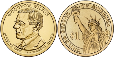 2013 - D Woodrow Wilson - Roll of 25 Presidential Dollar