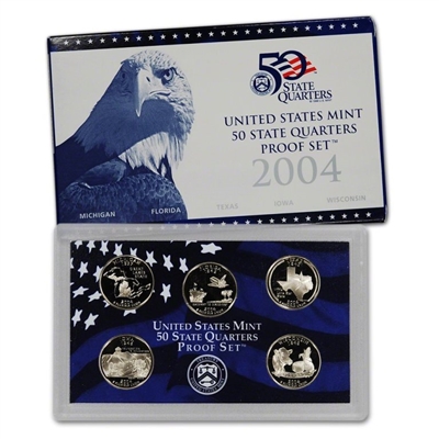 2004 - S Clad Proof State Quarter 5-pc. Set With Box/ COA