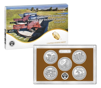 2016 - S Clad Proof National Park Quarter 5-pc. Set With Box/ COA