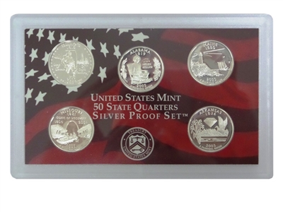 2003 - S Silver Proof State Quarter 5-pc. Set No Box or CoA