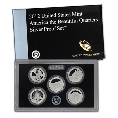 2012 - S Silver Proof National Park Quarter 5-pc. Set With Box/ COA