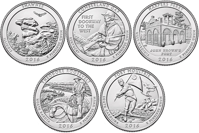 2016 P and D BU National Park Quarter 10 Coin Set