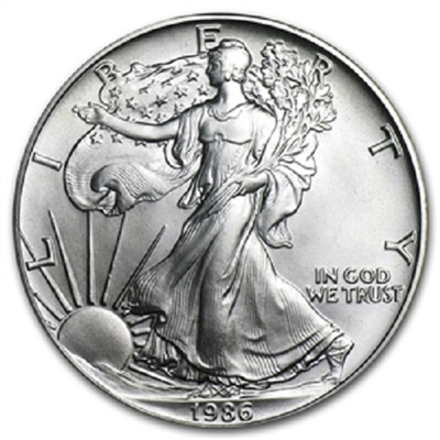 1986 U.S. Silver Eagle - Gem Brilliant Uncirculated with Certificate of Authenticity