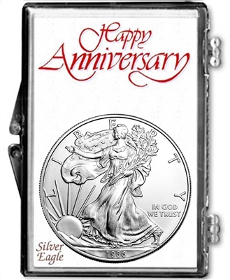 1986 U.S. Silver Eagle in Happy Anniversary Holder - Gem Brilliant Uncirculated