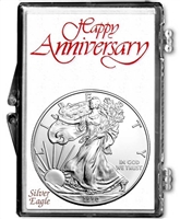 1990 U.S. Silver Eagle in Happy Anniversary Holder - Gem Brilliant Uncirculated