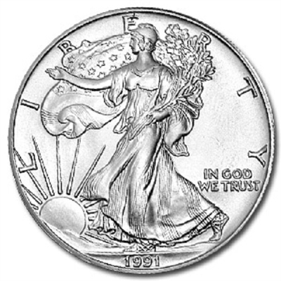 1991 U.S. Silver Eagle - Gem Brilliant Uncirculated with Certificate of Authenticity