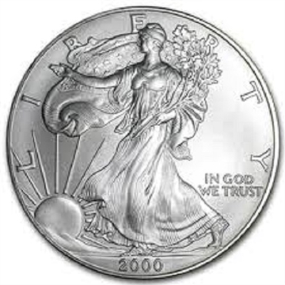 2000 U.S. Silver Eagle - Gem Brilliant Uncirculated with Certificate of Authenticity