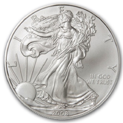 2008 U.S. Silver Eagle - Gem Brilliant Uncirculated with Certificate of Authenticity