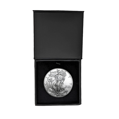 2010 U.S. Silver Eagle in Plastic Air Tite in Magnet Close Black Gift Box - Gem Brilliant Uncirculated