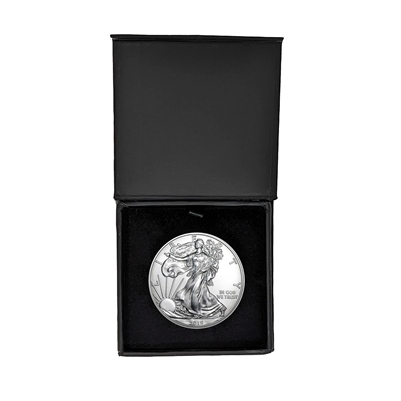 2019 U.S. Silver Eagle in Plastic Air Tite in Magnet Close Black Gift Box - Gem Brilliant Uncirculated