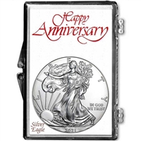 2021 U.S. Silver Eagle in Happy Anniversary Holder - Gem Brilliant Uncirculated