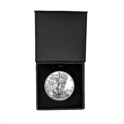 2021 U.S. Silver Eagle in Plastic Air Tite in Magnet Close Black Gift Box - Gem Brilliant Uncirculated