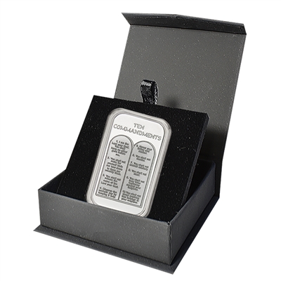 Ten Commandments 1oz .999 Silver Bar in Display Box