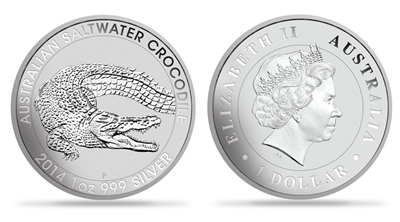 2014 Australian Crocodile One Ounce Silver Coin