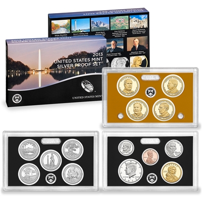 2013 U.S. Mint 14-coin Silver Proof Set - OGP box & COA