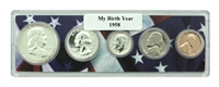 1958 Birth Year Coin Set in American Flag Holder