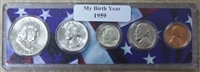 1959 Birth Year Coin Set in American Flag Holder