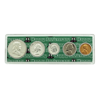 1959 - 60th Anniversary Year Coin Set in Happy Anniversary Holder